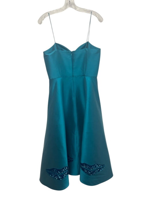 Sachin & Babi Size 8 Blue Green Polyester Blend Sleeveless Midi Sequin Gown Blue Green / 8
