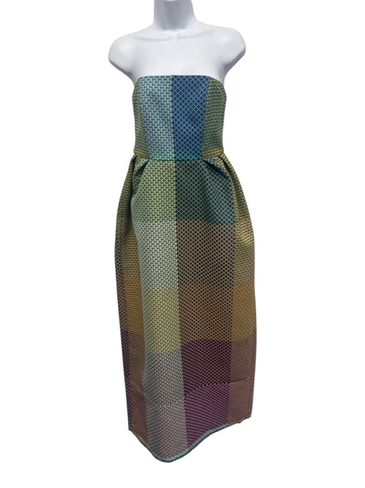 Rosie Assoulin Size  T4 Blue, Brown, Multi Sleeveless All Over Print Midi Dress Blue, Brown, Multi / T4