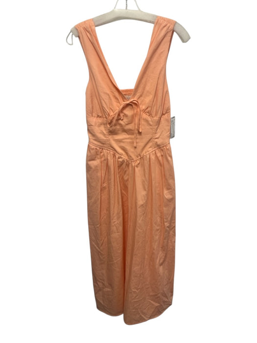 band of the free Size S Orange Cotton Shoulder Strap Smocked Back pleats Dress Orange / S
