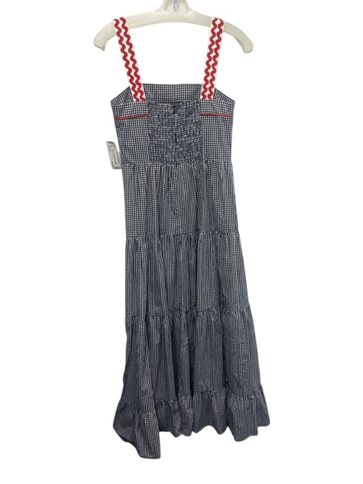 O.P.T. Size XS Black, White, Multi Cotton Gingham Cherries Sleeveless Midi Dress Black, White, Multi / XS