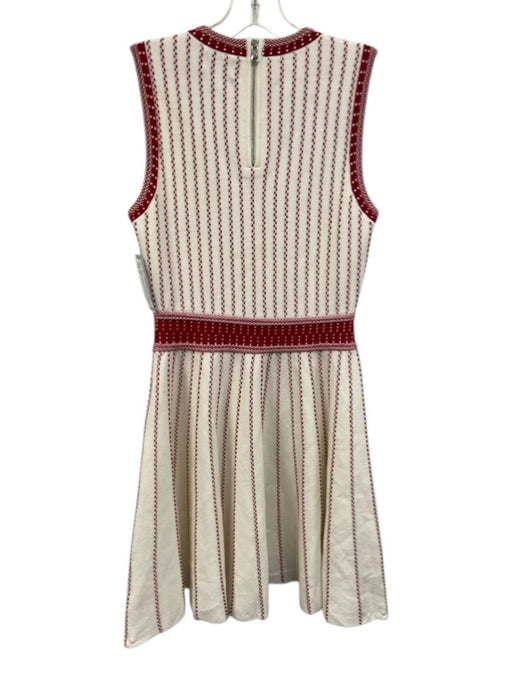 Milly Size S White & Red Viscose Blend Sleeveless Ribbed gingham Textured Dress White & Red / S