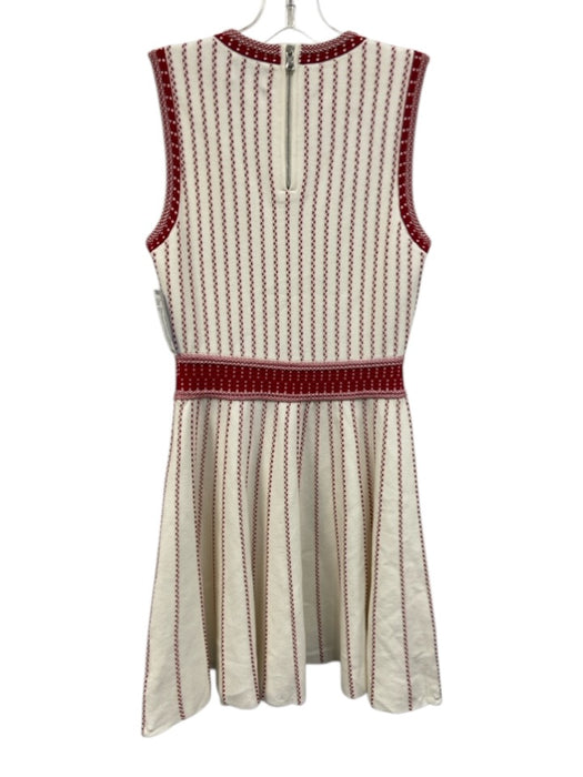 Milly Size S White & Red Viscose Blend Sleeveless Ribbed gingham Textured Dress White & Red / S