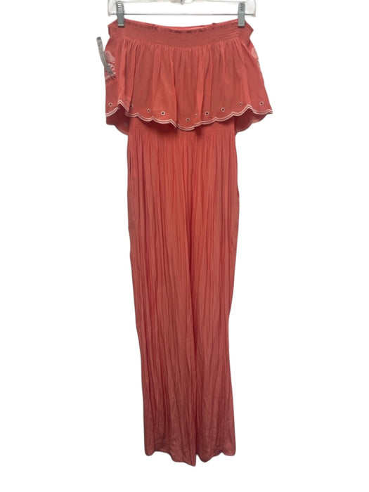 Ramy Brook Size S Pink & White Polyester Sleeveless Open Back Fold Over Jumpsuit Pink & White / S