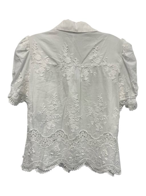 Generation Love Size S White Cotton Floral Embroidered Button Up Cut Out Top White / S