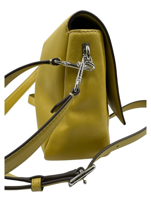 Tory Burch Chartreuse Yellow Leather Flap Top Multiple Straps Magnetic Close Bag Chartreuse Yellow