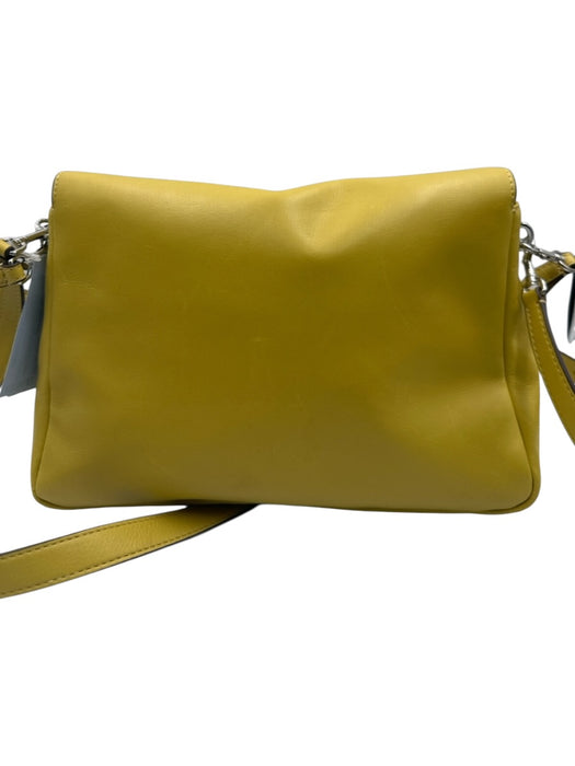 Tory Burch Chartreuse Yellow Leather Flap Top Multiple Straps Magnetic Close Bag Chartreuse Yellow