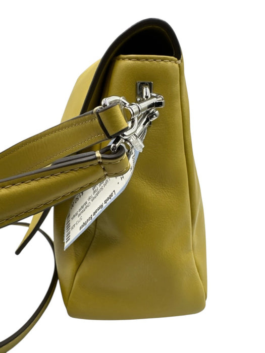 Tory Burch Chartreuse Yellow Leather Flap Top Multiple Straps Magnetic Close Bag Chartreuse Yellow