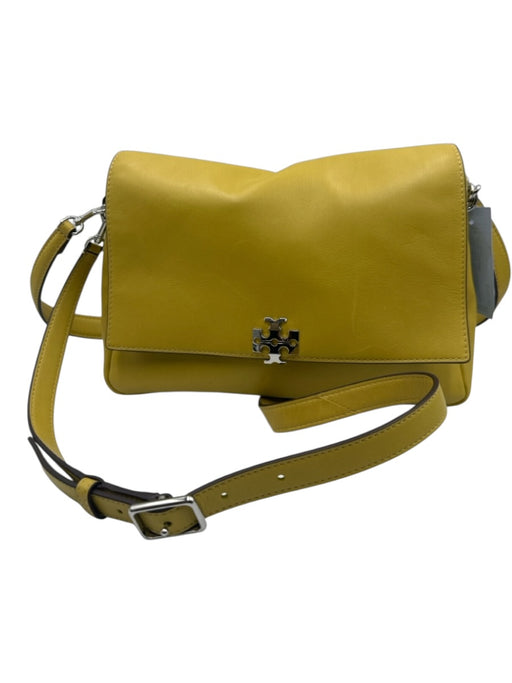 Tory Burch Chartreuse Yellow Leather Flap Top Multiple Straps Magnetic Close Bag Chartreuse Yellow
