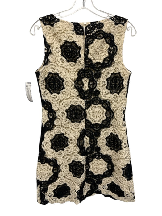 Hill House Size S Cream Beige & Black Polyester Crochet Overlay Sleeveless Dress Cream Beige & Black / S