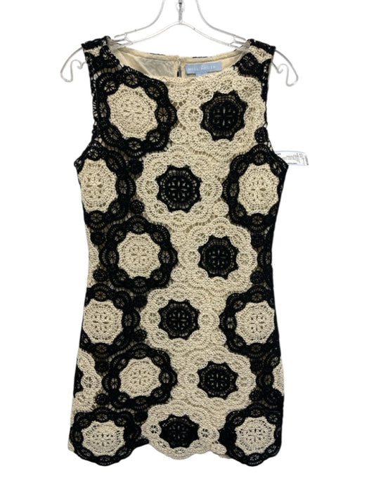 Hill House Size S Cream Beige & Black Polyester Crochet Overlay Sleeveless Dress Cream Beige & Black / S