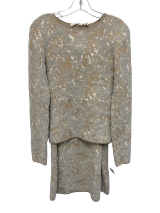 Marie Oliver Size XS Beige & Gray Polyamide Blend Knit Fuzzy Midi Skirt Set Beige & Gray / XS