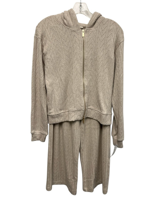 Splendid Collection Size XS/S Taupe Beige Viscose Blend Knit Zip Up Pant Set Taupe Beige / XS/S