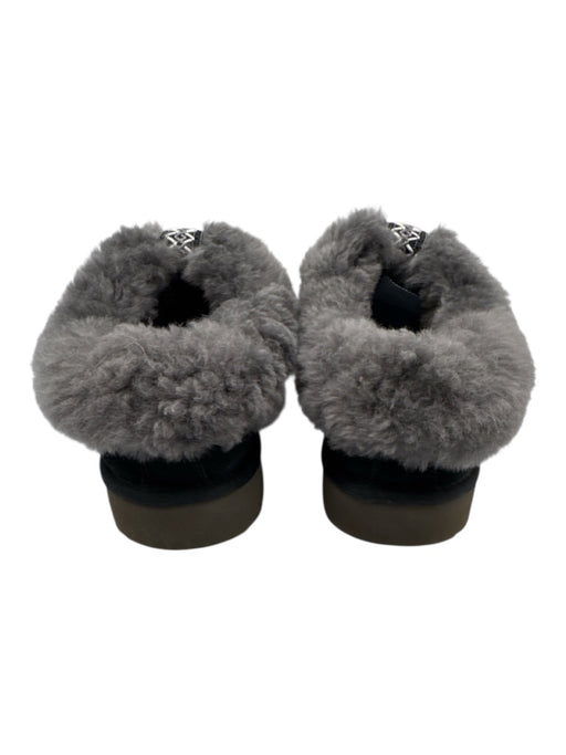 Ugg Shoe Size EST 8 Black & Gray Leather Upper Suede Shearling Lined Booties Black & Gray / EST 8