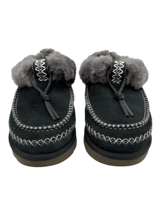 Ugg Shoe Size EST 8 Black & Gray Leather Upper Suede Shearling Lined Booties Black & Gray / EST 8