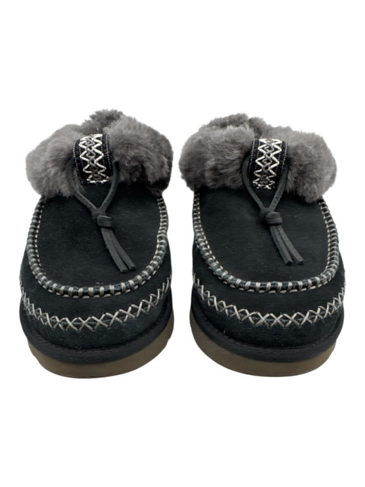 Ugg Shoe Size EST 8 Black & Gray Leather Upper Suede Shearling Lined Booties Black & Gray / EST 8