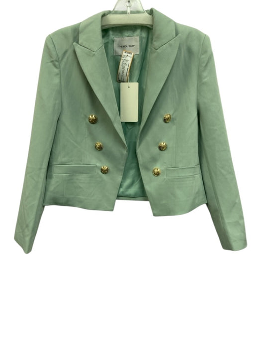 The Noli Shop Mint Green Polyester Open Blazer Tank Double Breasted Jacket Set Mint Green / S