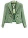 The Noli Shop Mint Green Polyester Open Blazer Tank Double Breasted Jacket Set Mint Green / S