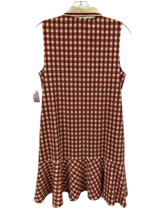 Tuckernuck Size S red & cream Nylon Blend Fluted Hem Gingham Above Knee Dress red & cream / S