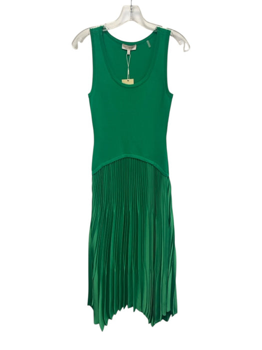 Ramy Brook Size XS Green Polyester Pleated Knit Sleeveless Midi Dress Green / XS