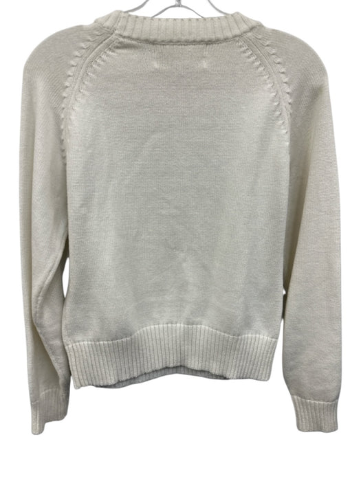 Mestiza New York Size Small White & Gold Cotton Long Sleeve Bow Sequin Sweater White & Gold / Small