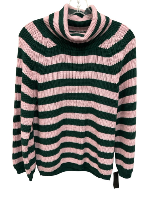 Buru Size Small Pink & Green Cotton Blend Long Sleeve Striped Crochet Sweater Pink & Green / Small