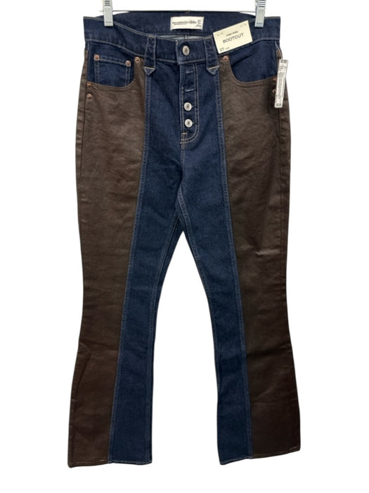 Abercrombie & Fitch Size 27L Dark Wash & Brown Cotton Denim High Rise Jeans Dark Wash & Brown / 27L