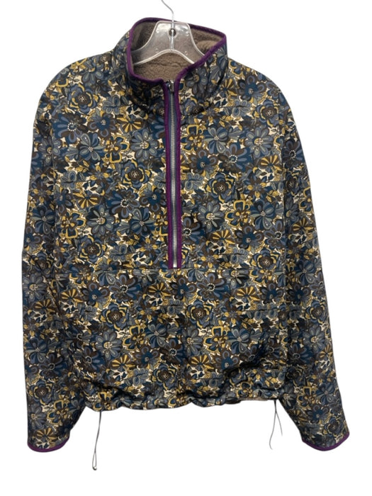 Current Air Size M Brown, Blue & Yellow Polyester Floral Fleece 1/2 Zip Jacket Brown, Blue & Yellow / M