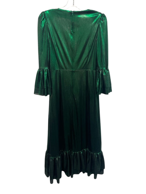 Pomander Place Size S Green Polyester Blend Metallic Shimmer 3/4 Sleeve Dress Green / S