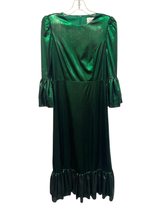 Pomander Place Size S Green Polyester Blend Metallic Shimmer 3/4 Sleeve Dress Green / S