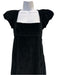Doen Size M Black Cotton Velvet Cap Puff Sleeve Square Neck Empire Waist Dress Black / M