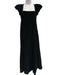 Doen Size M Black Cotton Velvet Cap Puff Sleeve Square Neck Empire Waist Dress Black / M