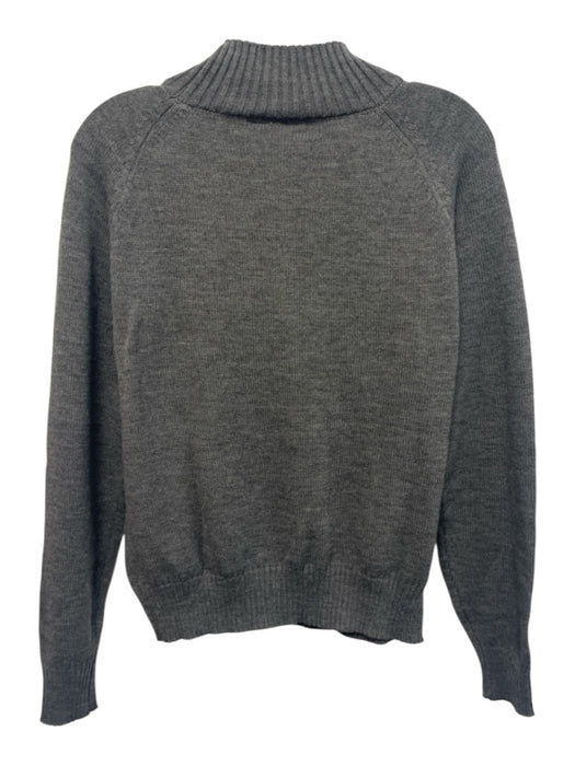 Lusso Cashmere Size S Gray & Red Acrylic Knit Logo Mock Neck Ribbed Hem Sweater Gray & Red / S