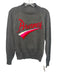 Lusso Cashmere Size S Gray & Red Acrylic Knit Logo Mock Neck Ribbed Hem Sweater Gray & Red / S