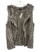 525 America Size L Taupe Gray Rabbit Fur Sleeveless Knit Open Front Fuzzy Vest Taupe Gray / L