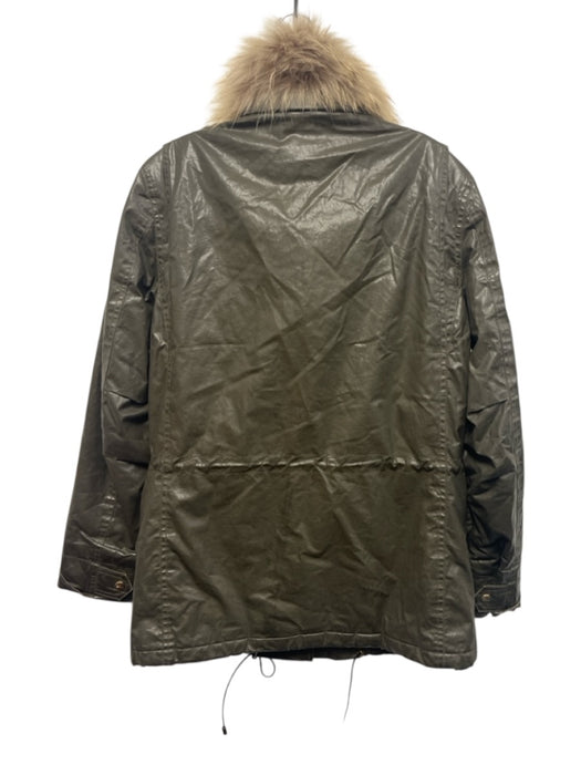 SAM Size M Taupe Gray Cotton Blend PU Coating Snap Button & Zip Front Jacket Taupe Gray / M