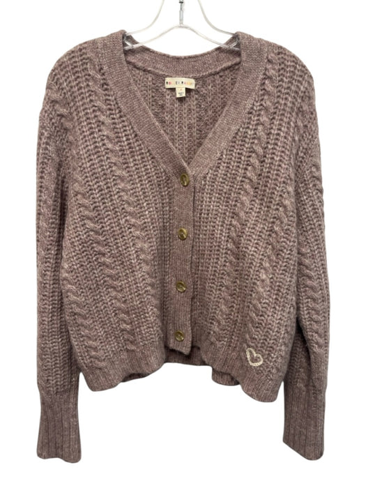 Roller Rabbit Size S Dusty Pink Alpaca Blend Ribbed Knit Button Front Sweater Dusty Pink / S