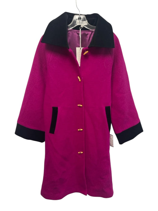 Kristinit Size S Magenta Pink & Black Wool Blend Toggle Buttons Long Coat Magenta Pink & Black / S