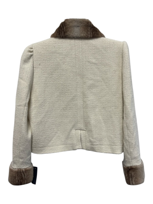Emily McCarthy Size Est S Cream White & Brown Polyester Tweed Crop Jacket Cream White & Brown / Est S