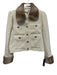 Emily McCarthy Size Est S Cream White & Brown Polyester Tweed Crop Jacket Cream White & Brown / Est S