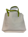 Bell'INVITO Beige & Light Green Print Leather Top Handle Striped Tote Bag Beige & Light Green Print / Medium