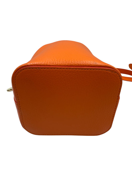 Colores Collective Orange Leather Leather Crossbody Strap Drawstring Bucket Bag Orange / Small