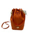 Colores Collective Orange Leather Leather Crossbody Strap Drawstring Bucket Bag Orange / Small
