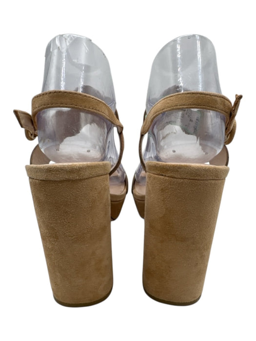 Pelle Moda Shoe Size 9 Beige & Tan Leather Suede open toe Scalloped Pumps Beige & Tan / 9