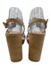 Pelle Moda Shoe Size 9 Beige & Tan Leather Suede open toe Scalloped Pumps Beige & Tan / 9