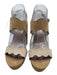 Pelle Moda Shoe Size 9 Beige & Tan Leather Suede open toe Scalloped Pumps Beige & Tan / 9