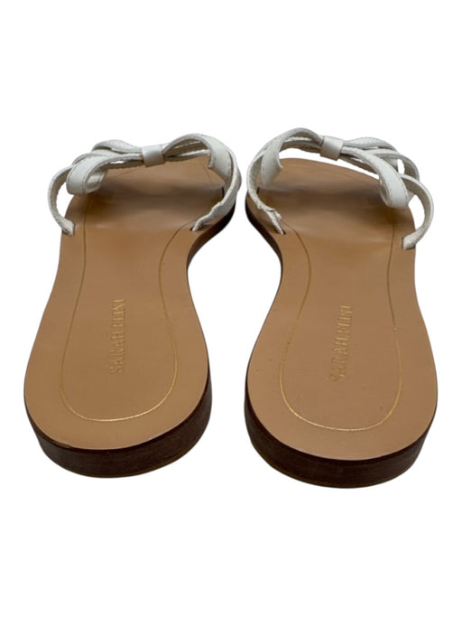 Sarah Flint Shoe Size 40 White Leather open toe Bow Detail Cut Out Slide Sandals White / 40