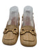 Bibi Lou Shoe Size 39 Beige Leather & Straw Square Toe Horse Bit Slingback Pumps Beige / 39