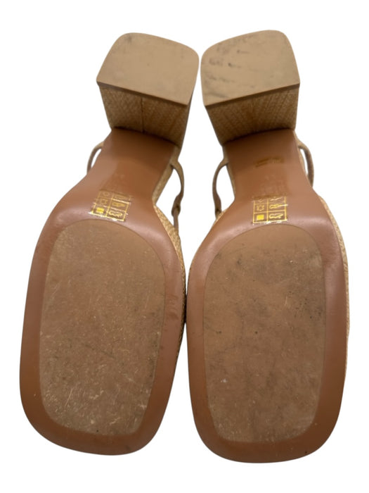 Bibi Lou Shoe Size 39 Beige Leather & Straw Square Toe Horse Bit Slingback Pumps Beige / 39