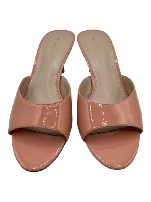 Pelle Moda Shoe Size 9 Pink Patent Leather open toe Kitten Heel Mule Pumps Pink / 9