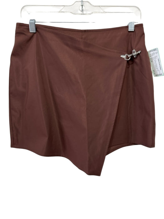 Alden Adair Size Small Brown & Silver Polyester High Rise Latch Faux Wrap Skort Brown & Silver / Small
